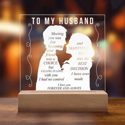 To My Husband | Square Acrylic Plaque